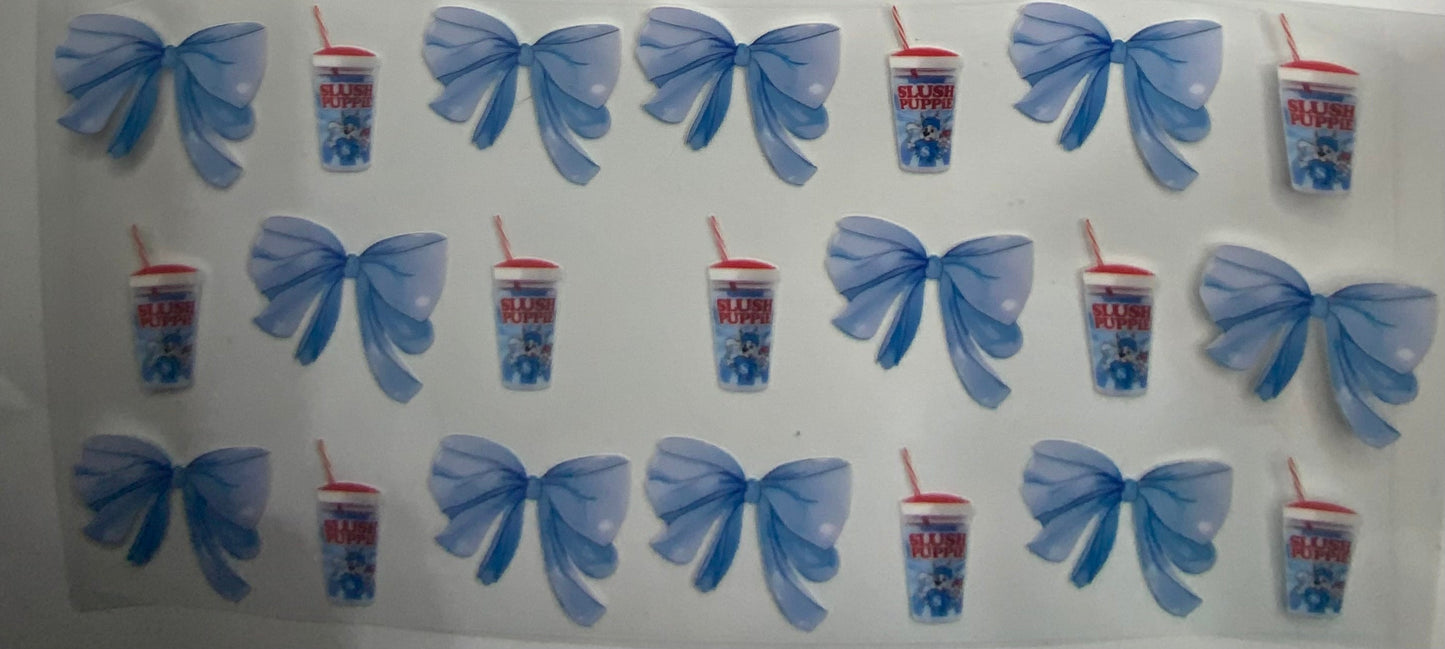 Cup wraps uvdtf Slush puppies red with blue bows