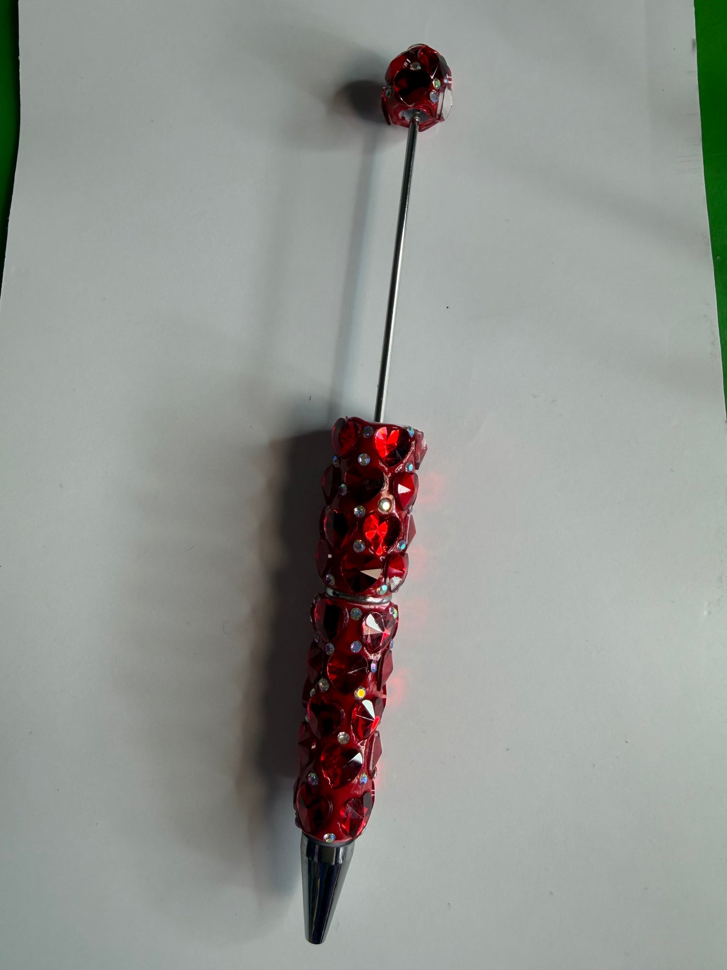 Beadable pens just the pen Red gem hearts