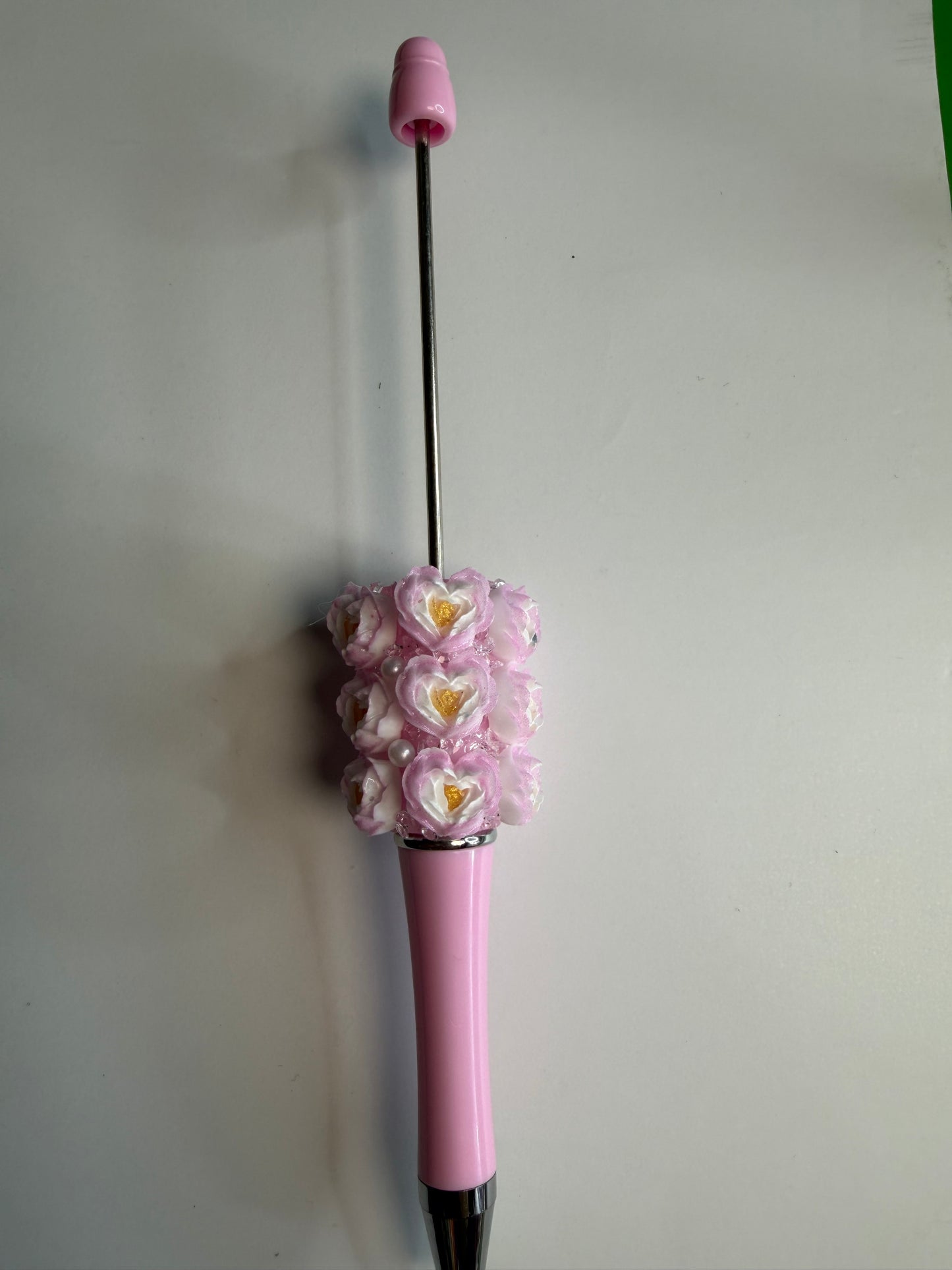 Beadable pens just the pen Half done Soft flower pink