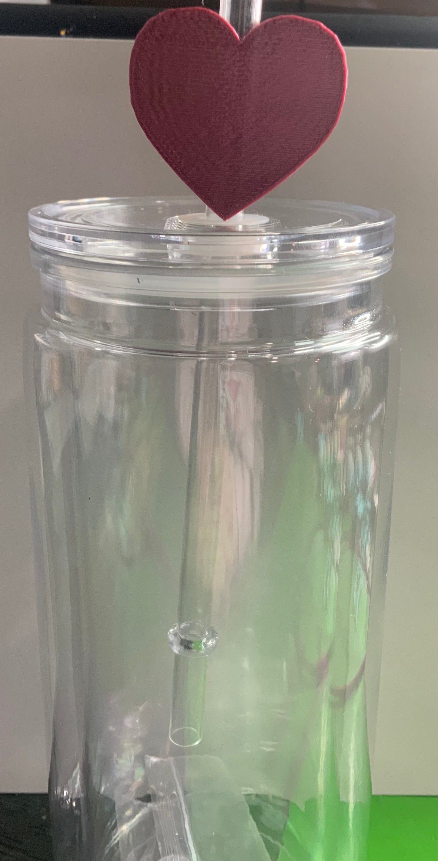 3d printed pink heart for straw