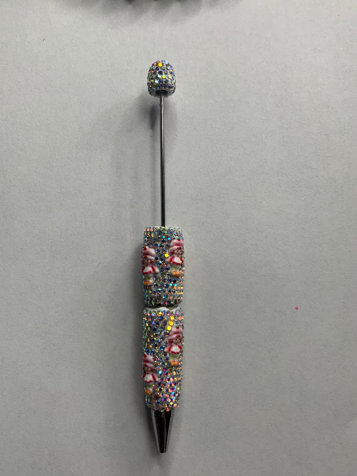 Beadable pens just the pen Silver rhinestone strawberry girl full body