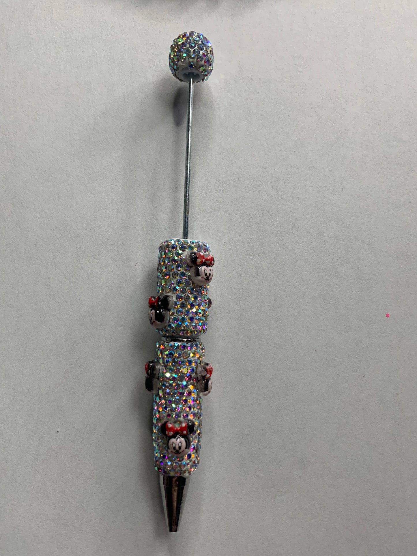 Beadable pens just the pen Silver rhinestone red Minnie head