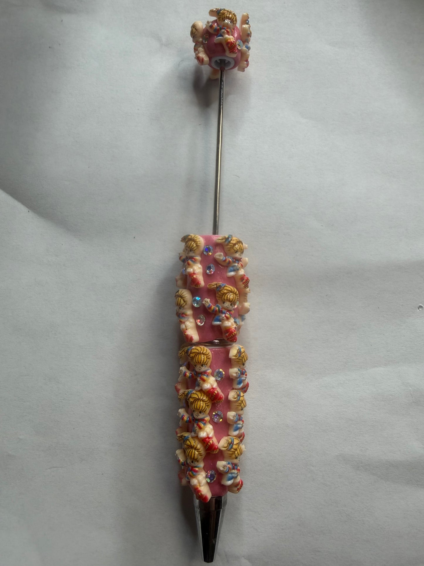 Beadable pens just the pen Rainbow girl on pink