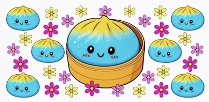 Cup wraps uvdtf dumpling squishy teal with flowers