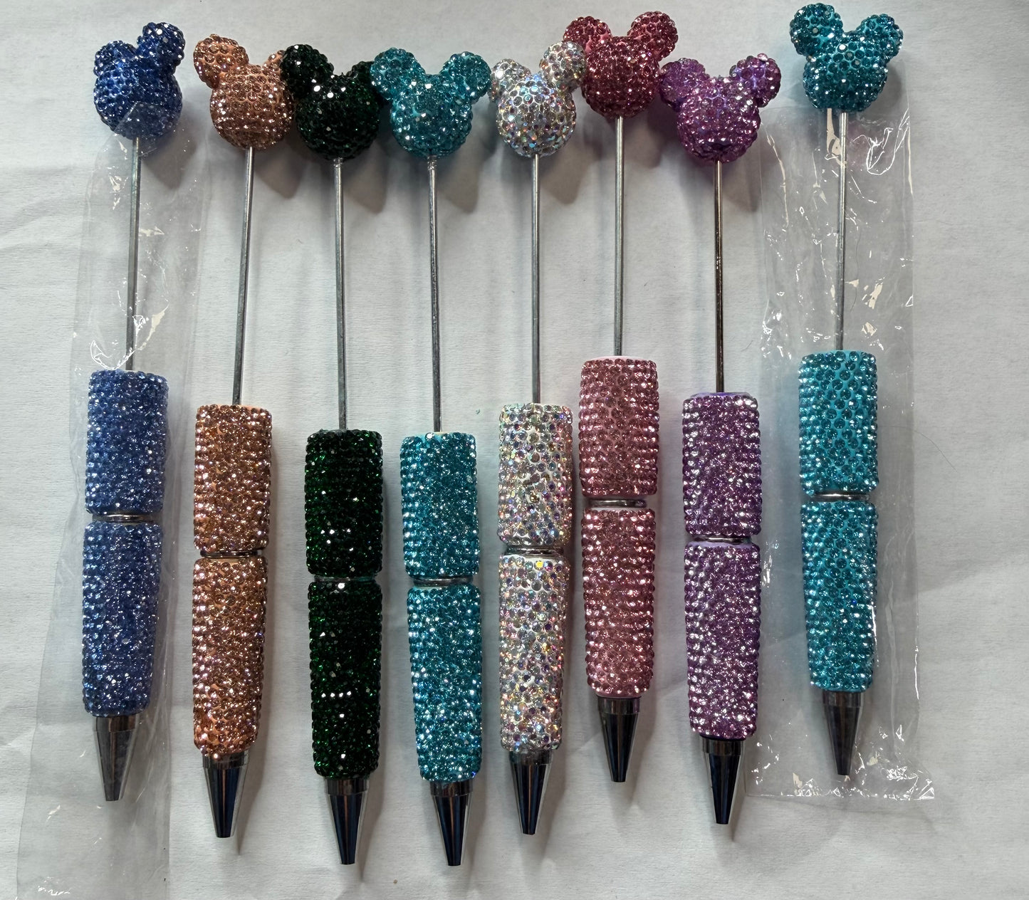 Beadable pens just the pen mystery Rhinestone Mickey head topper