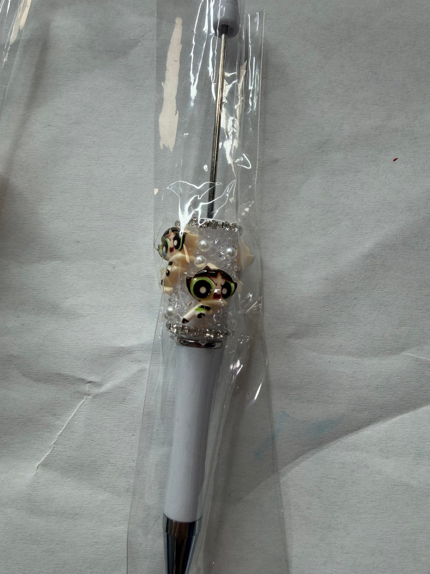 Beadable pens just the pen Half done green powder puff girl