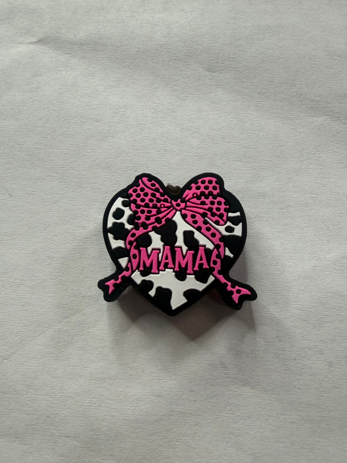 Focal 2d cow print heart mama pink bow