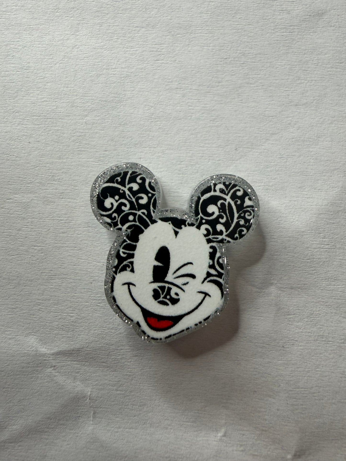 Acrylic focal Black and white mouse head