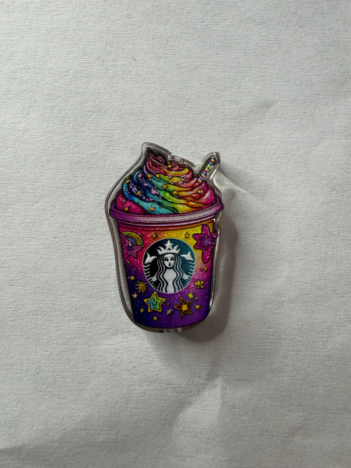 Acrylic Focal Lisa frank theme Starbucks cups