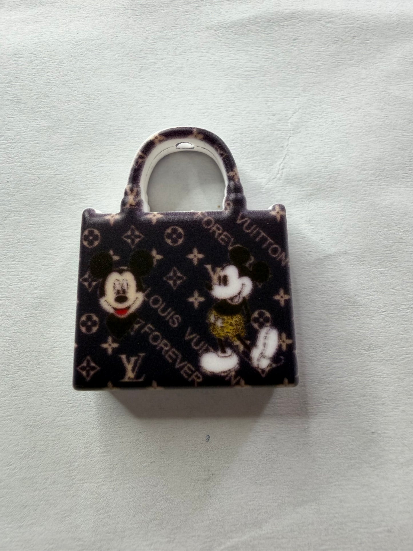 Focal 2d brown Mickey and Minnie purse