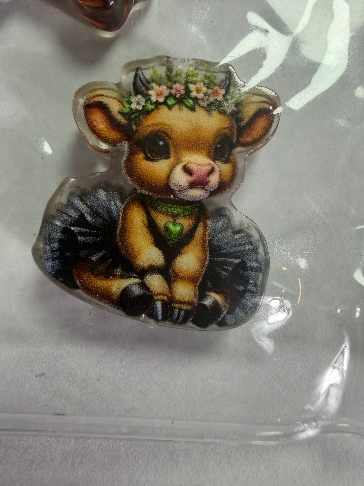 Acrylic focal highland cow black tutu