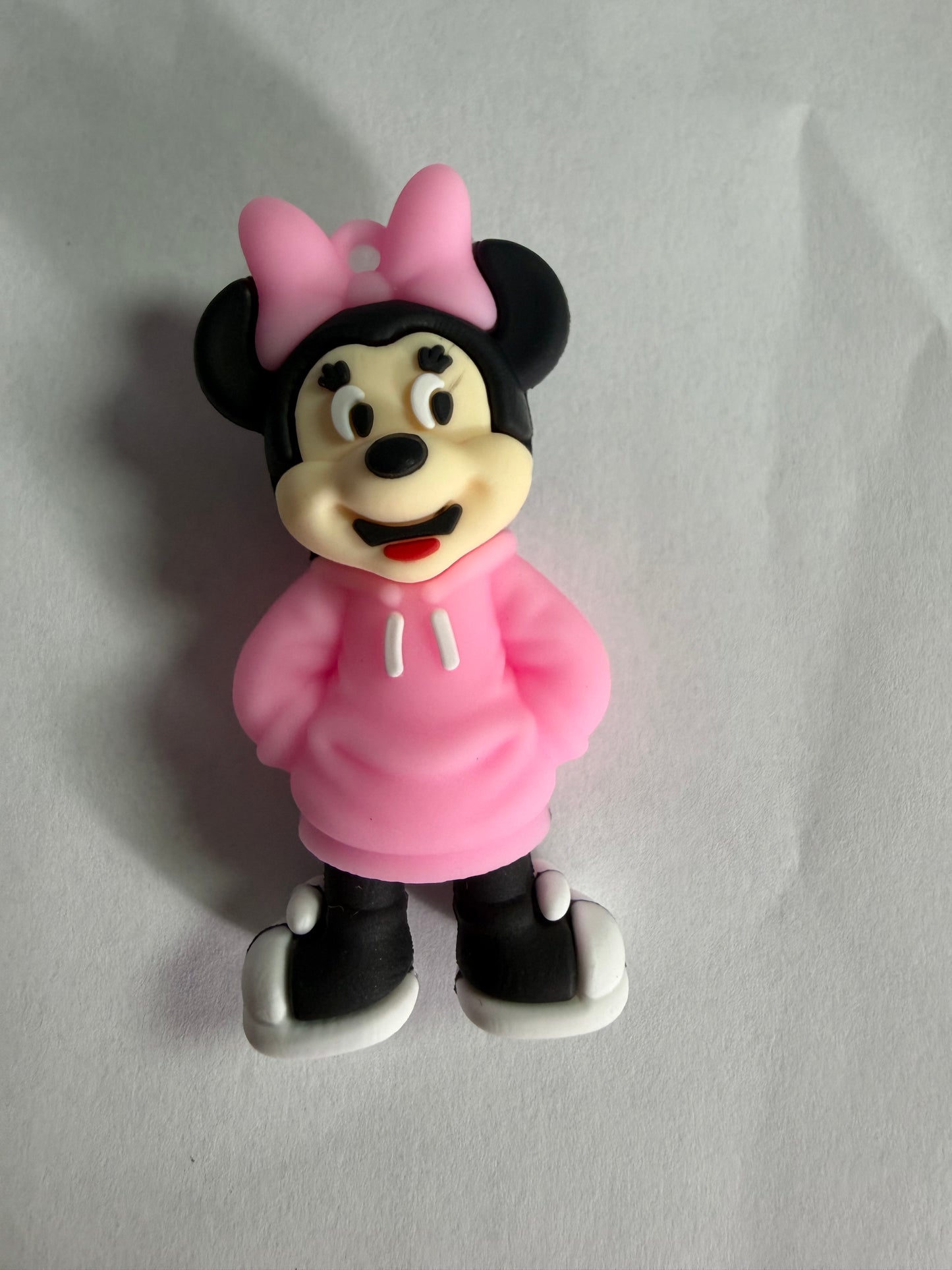 Pen topper silicone Girl mouse with pink hoodie