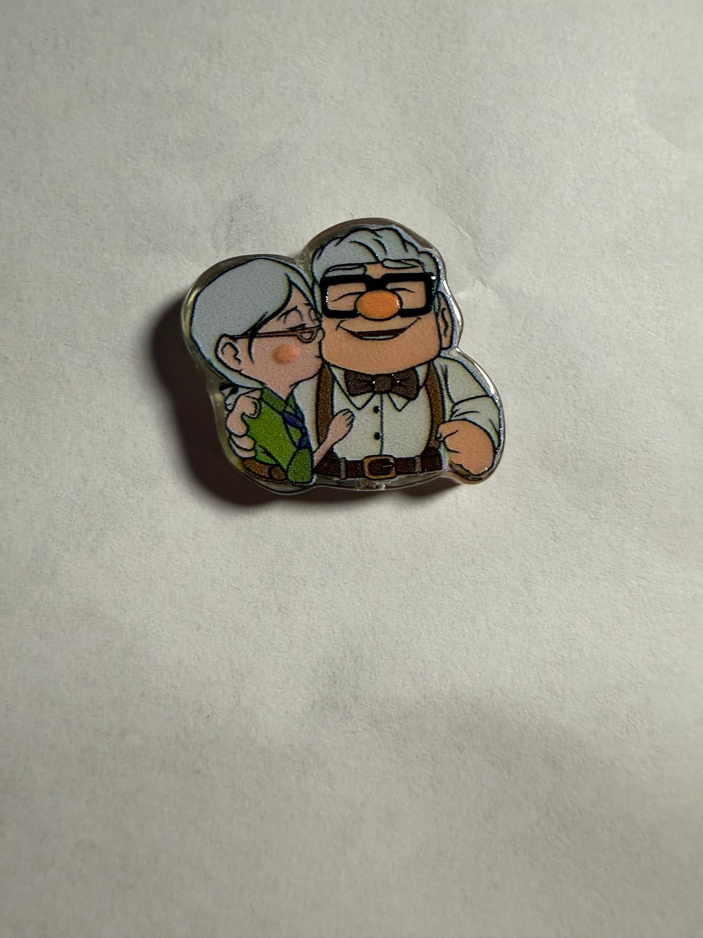 Acrylic focal movie up old man with lady