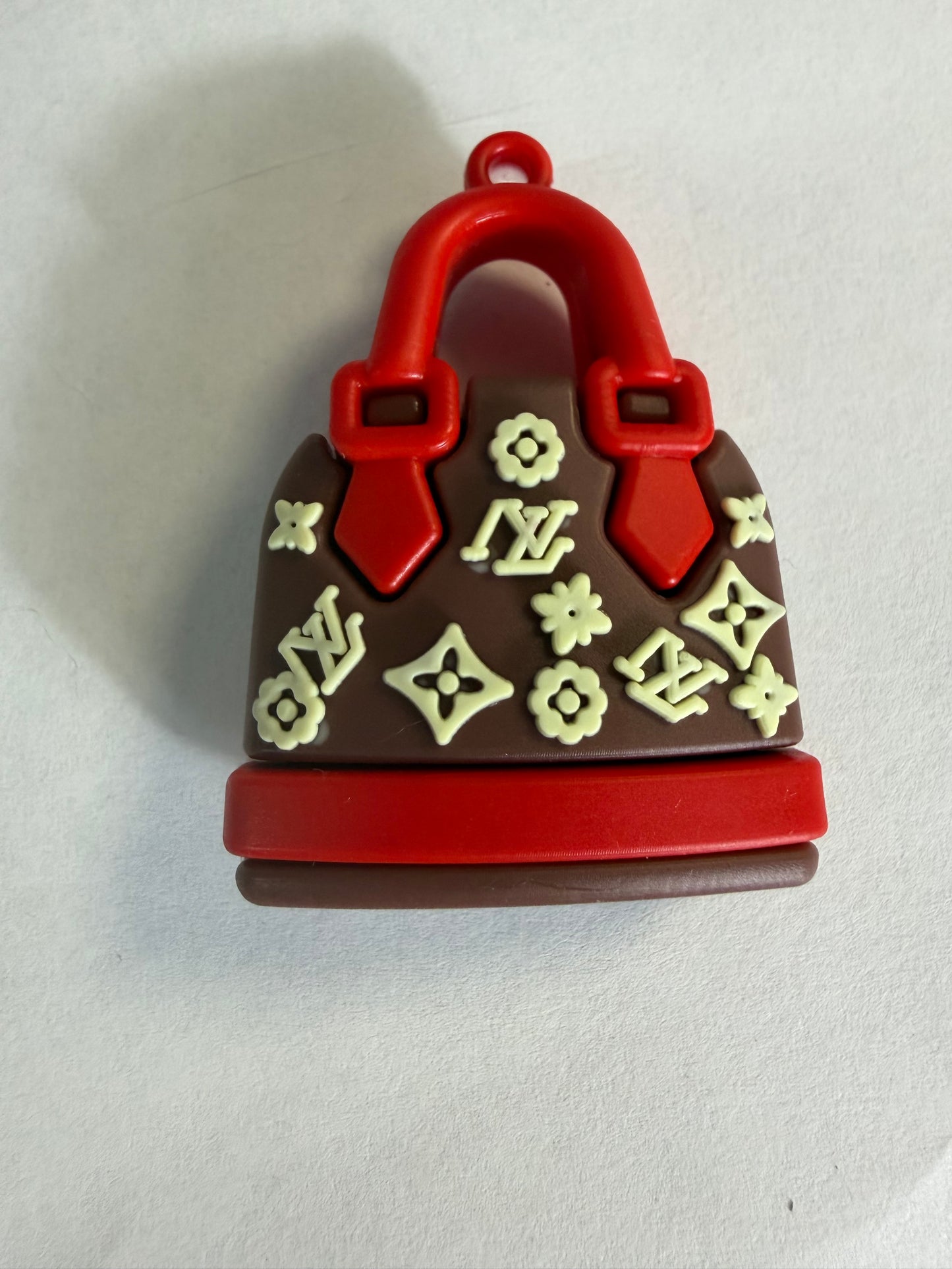 Pen topper silicone Brown and red lv purse