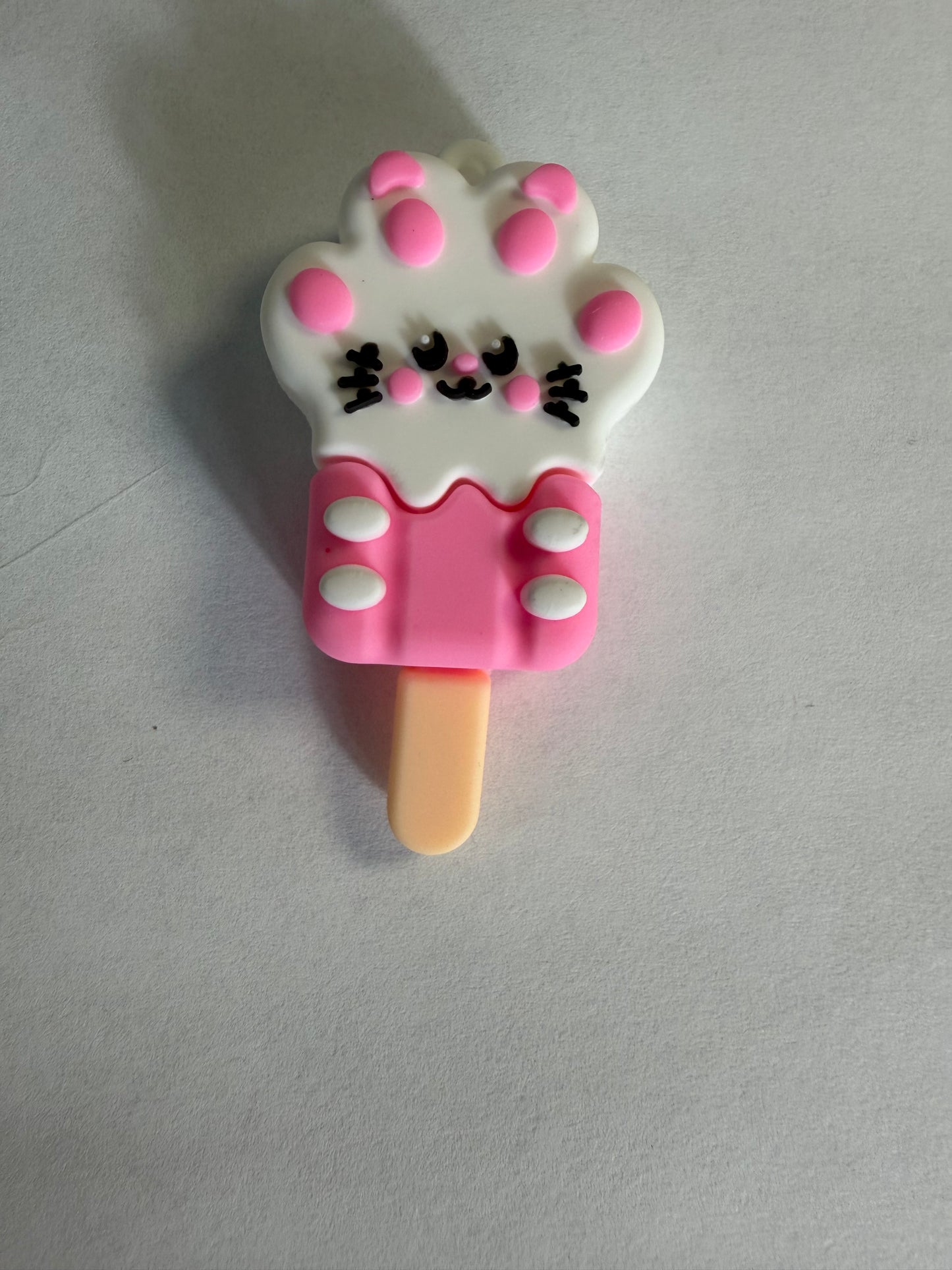 Pen topper silicone Cat pink popsicle paw print