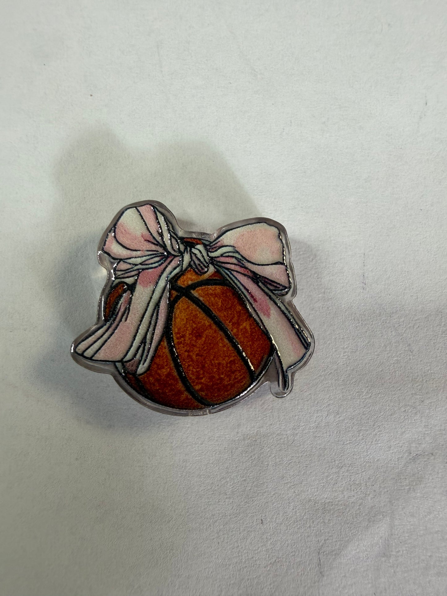 Acrylic focal Basketball with pink bow