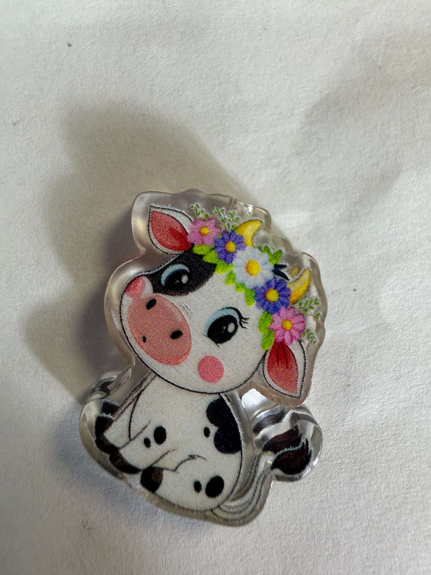Acrylic focal Cow with flowers