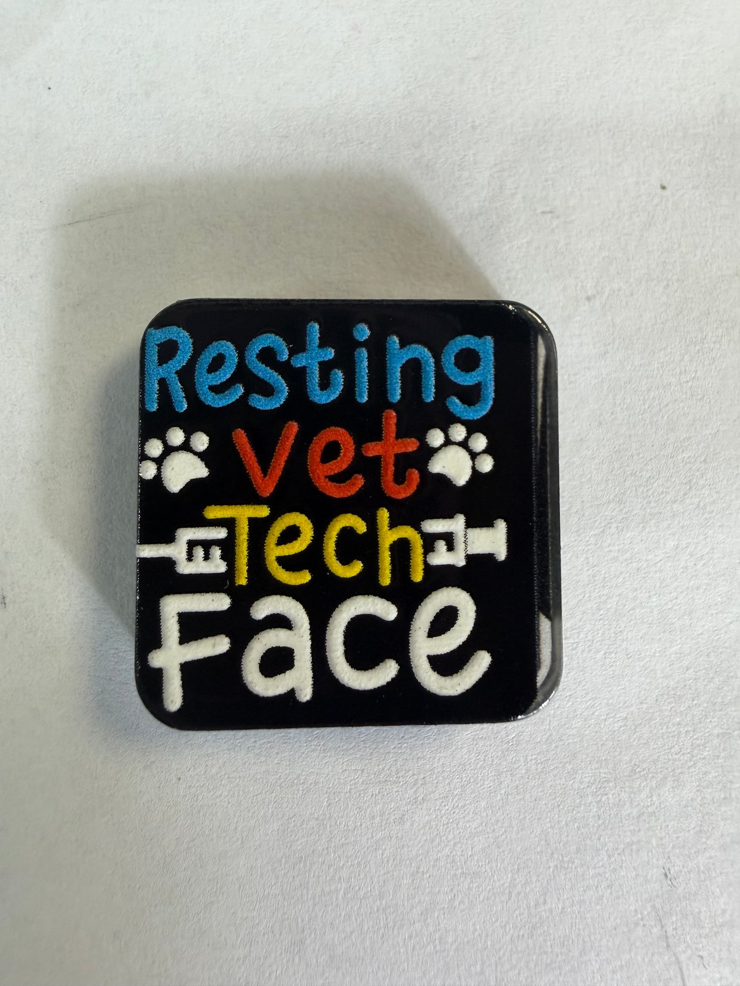 Acrylic focal Resting vet tech face