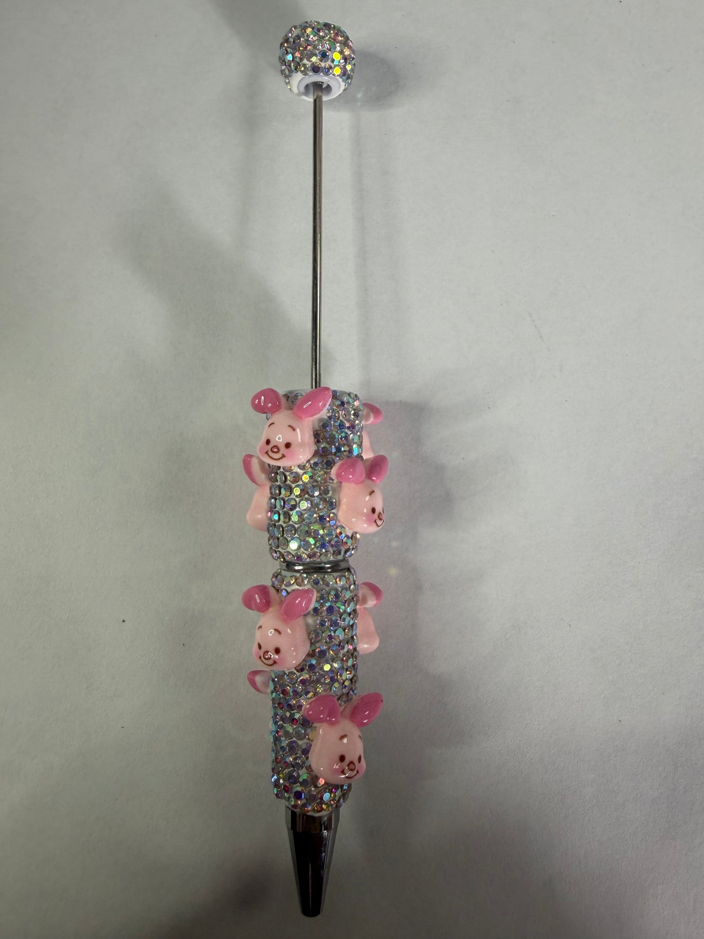 Beadable pens just the pen Ab rhinestone piglet head