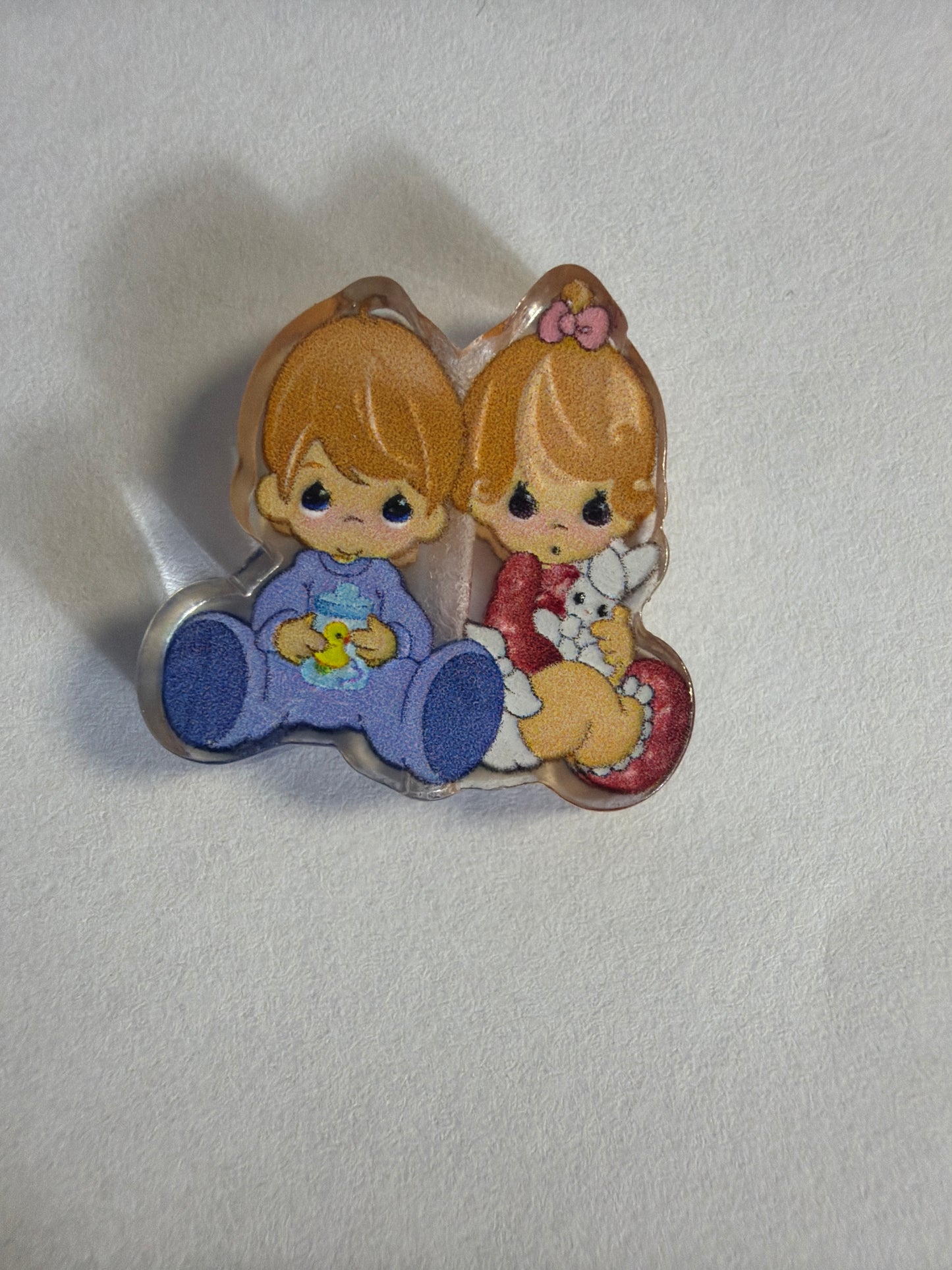 Acrylic focals Precious moments boy and girl