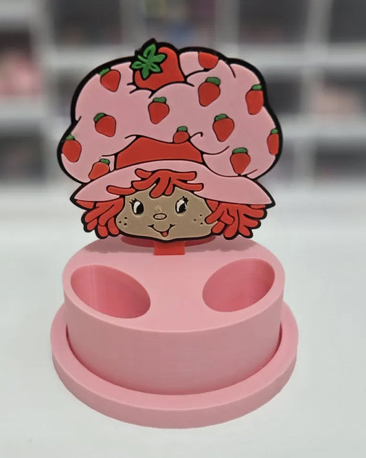 3d printed strawberry girl double super glue holder