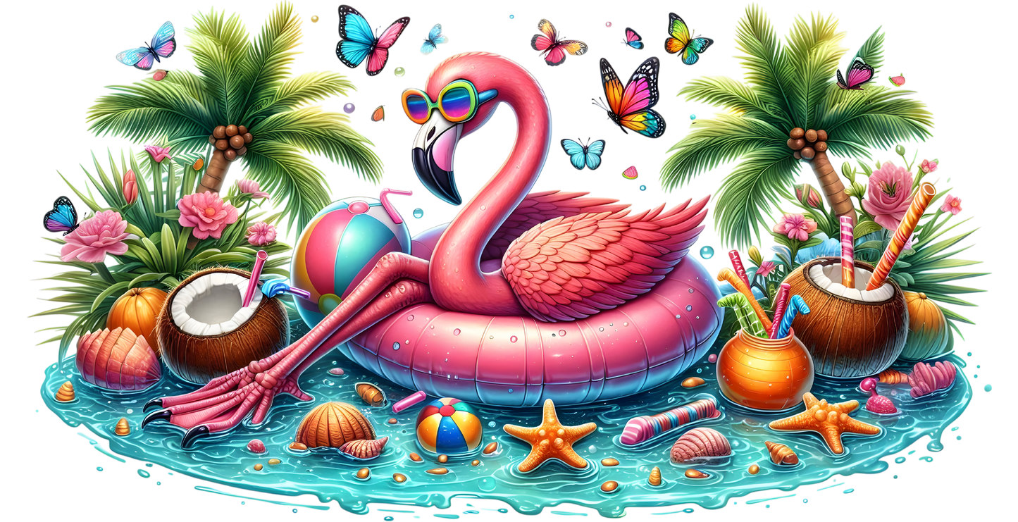 Cup wraps uvdtf  flamingo on float