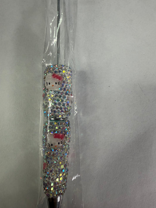 Beadable pens just the pen Ab rhinestone Hk with pink bow