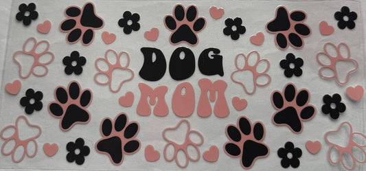 uvdtf  transfer wrap Black and pink dog mom with paw prints
