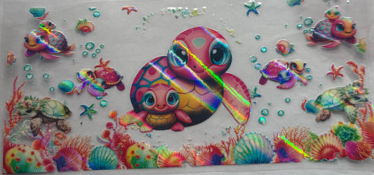 uvdtf  transfer wrap Holo mom and baby turtle