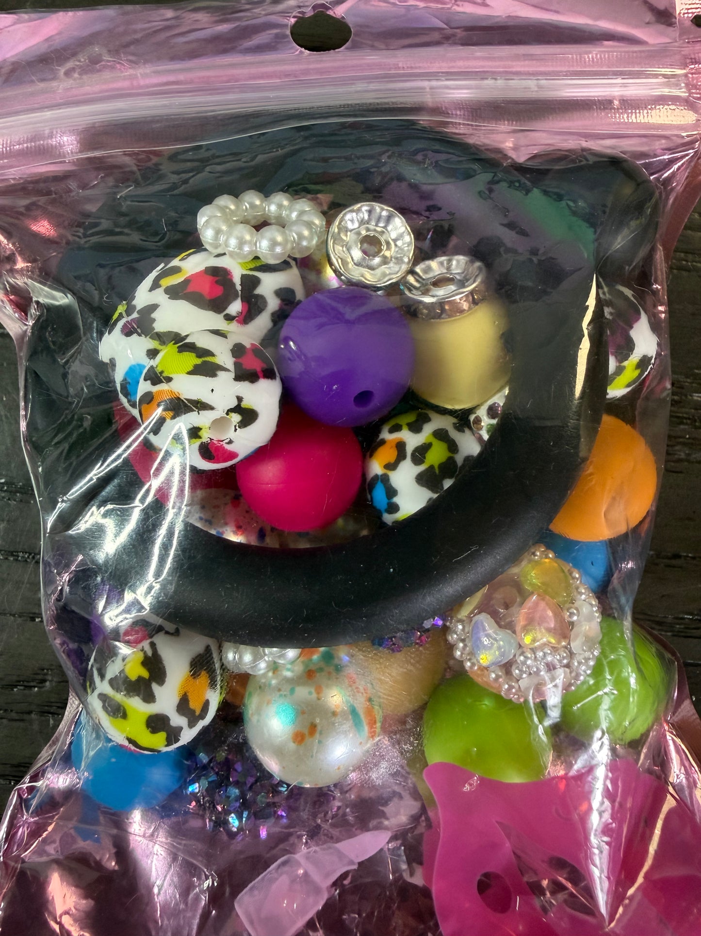 Bead kit rainbow leopard duck car charm