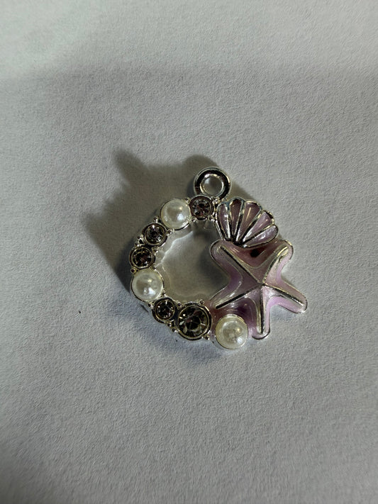 Charms pink starfish wreath with rhinestone