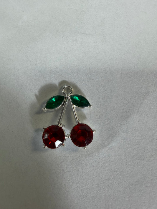 Charms cherry with big  rhinestones