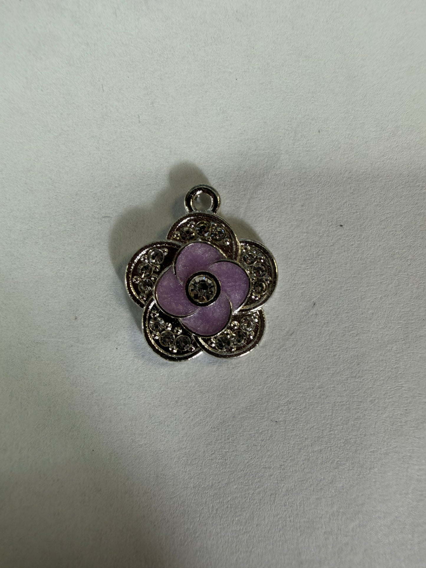 Charms purple flower with rhinestones
