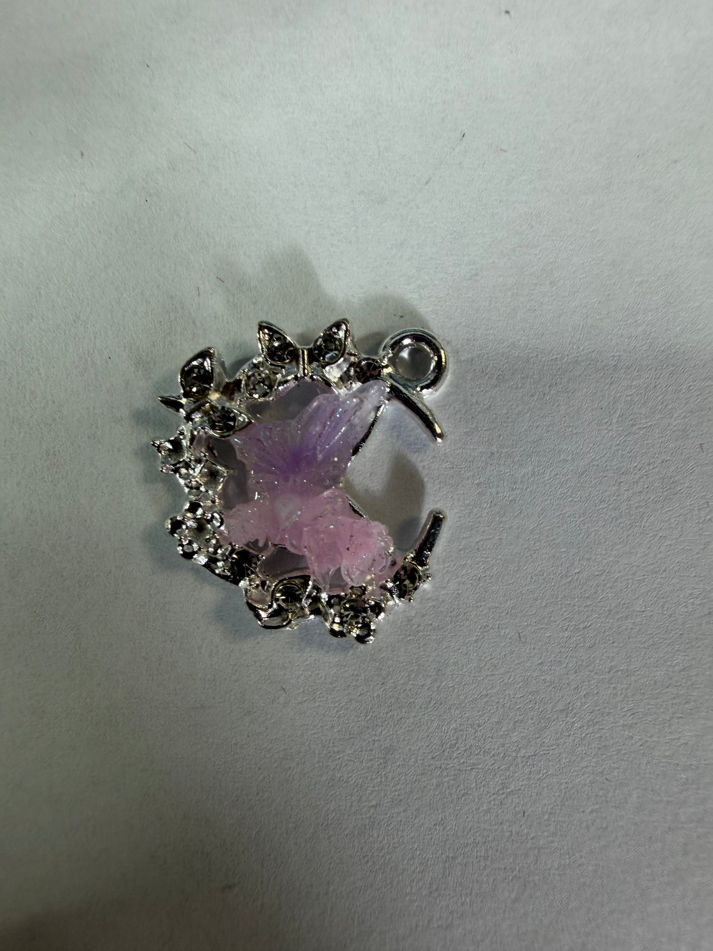 Charms moon with pink/purple butterfly