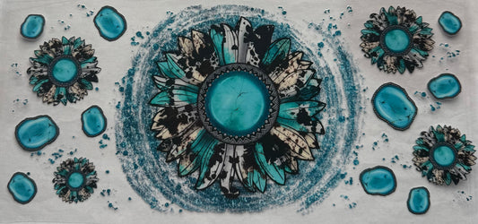 uvdtf  transfer wrap teal western sunflower