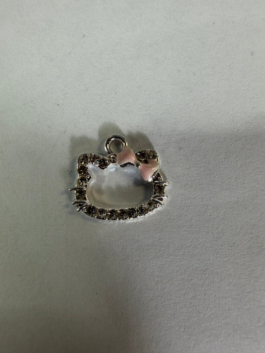 Charms hk head with pink bow and rhinestone