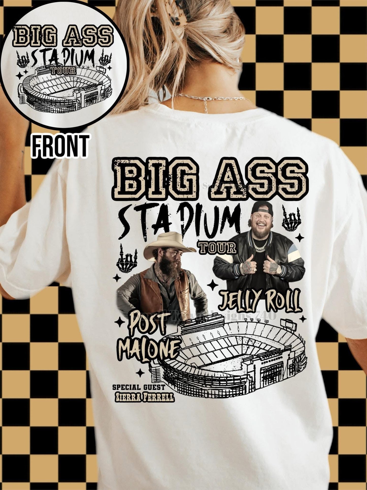 Custom t-shirt concert theme jelly roll and post Malone