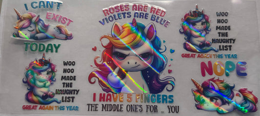 uvdtf  transfer wrap holo naughty unicorn