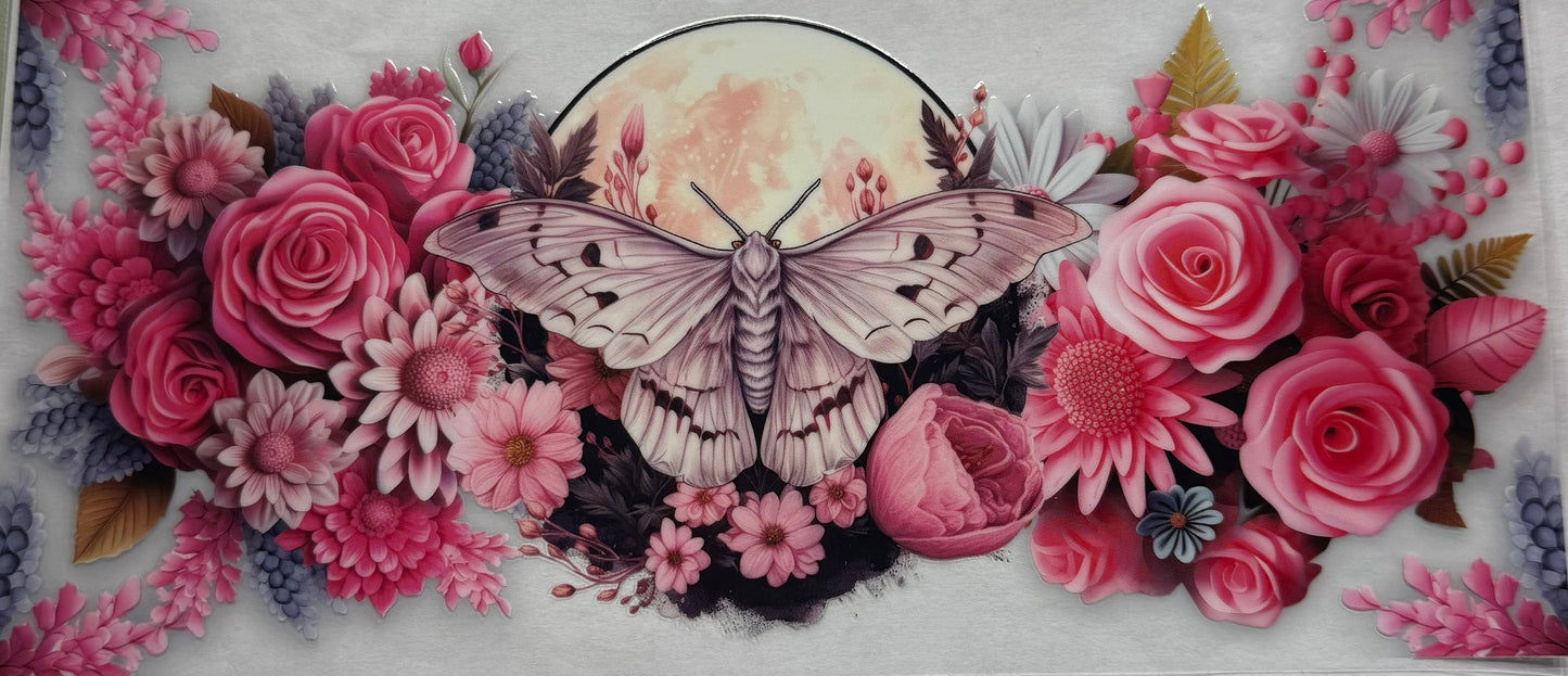 uvdtf  transfer wrap pink butterfly with floral