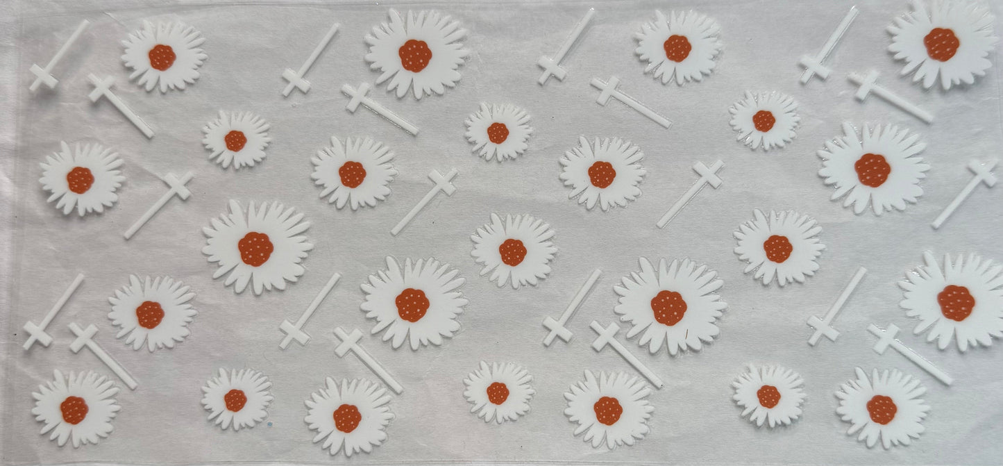 uvdtf  transfer wrap faith white with daisy