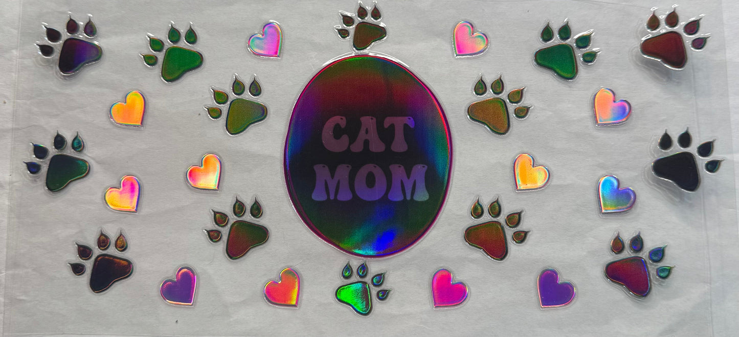 uvdtf  transfer wrap holo cat mom paw prints