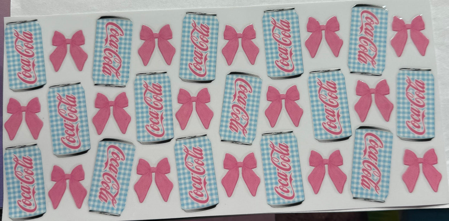uvdtf  transfer wrap Coca-cola drinks with bows