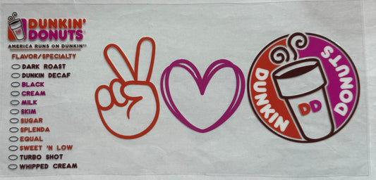 uvdtf  transfer wrap Peace love dunkin