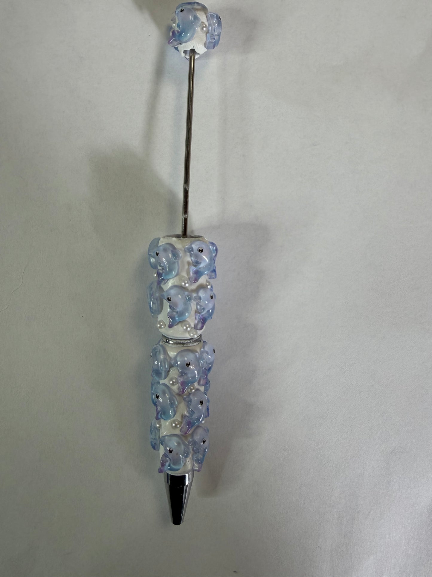 Beadable pen just the pen white dolphins
