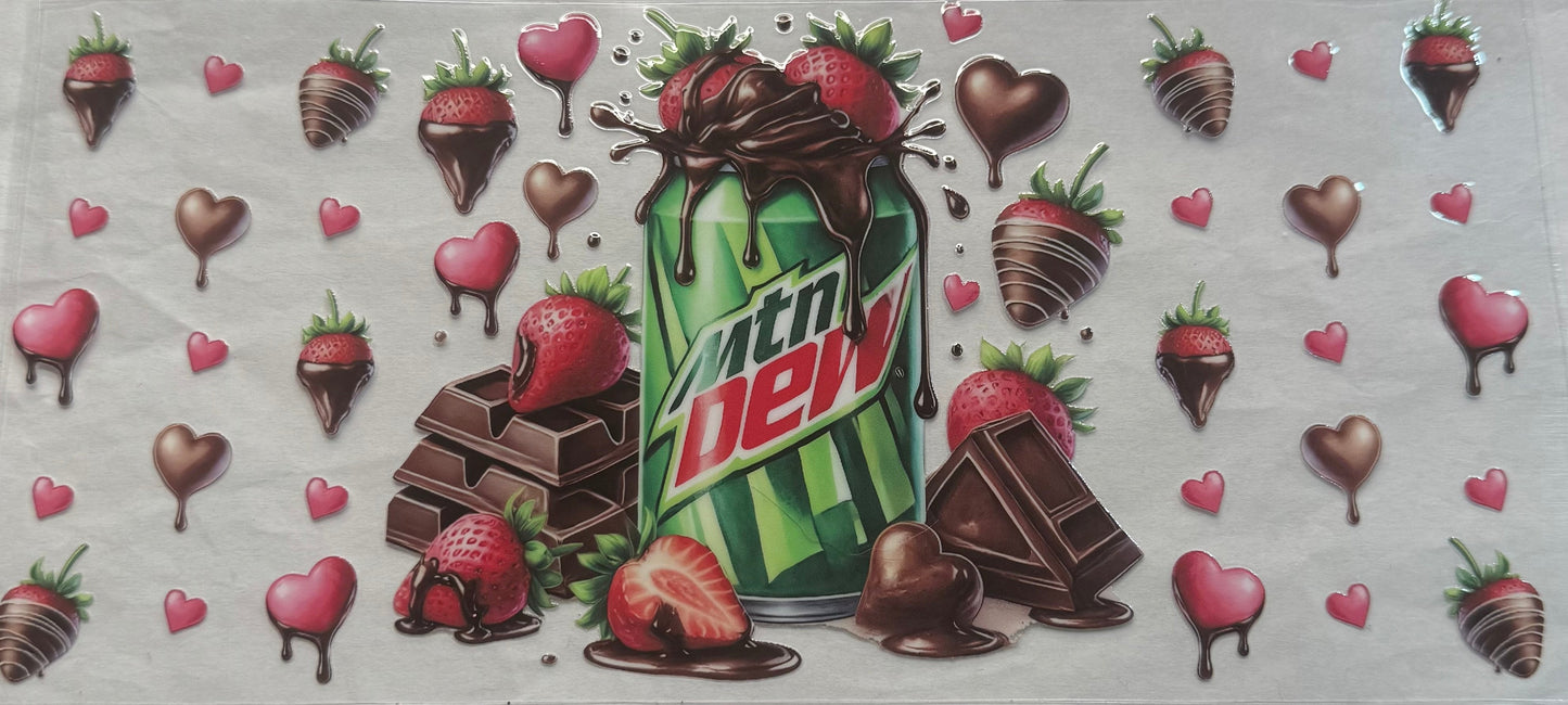 uvdtf  transfer wrap Mountain Dew drink with chocolate