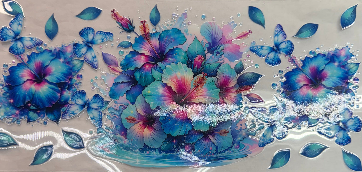 uvdtf  transfer wrap blue floral