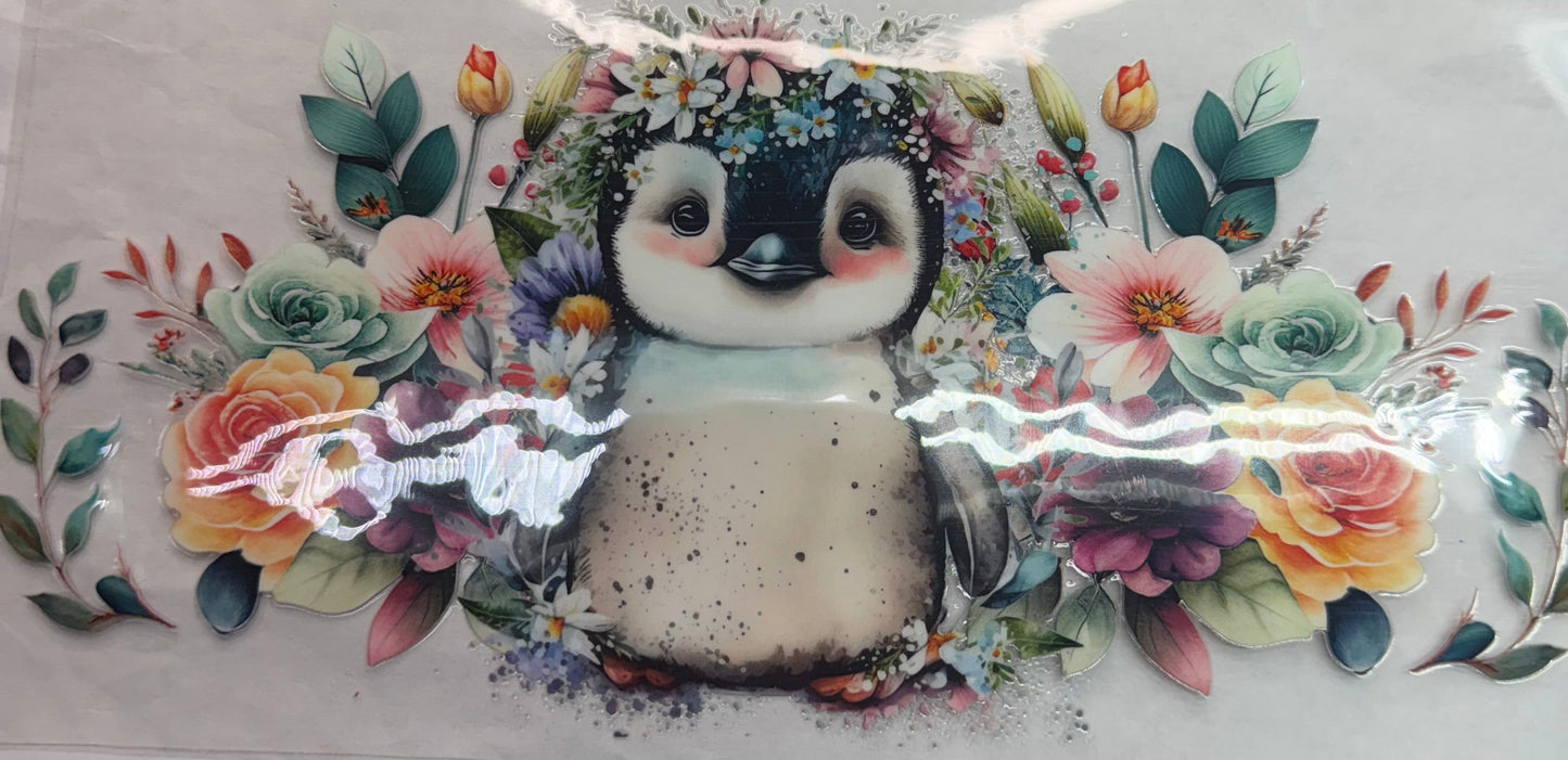 uvdtf  transfer wrap double sided penguin floral