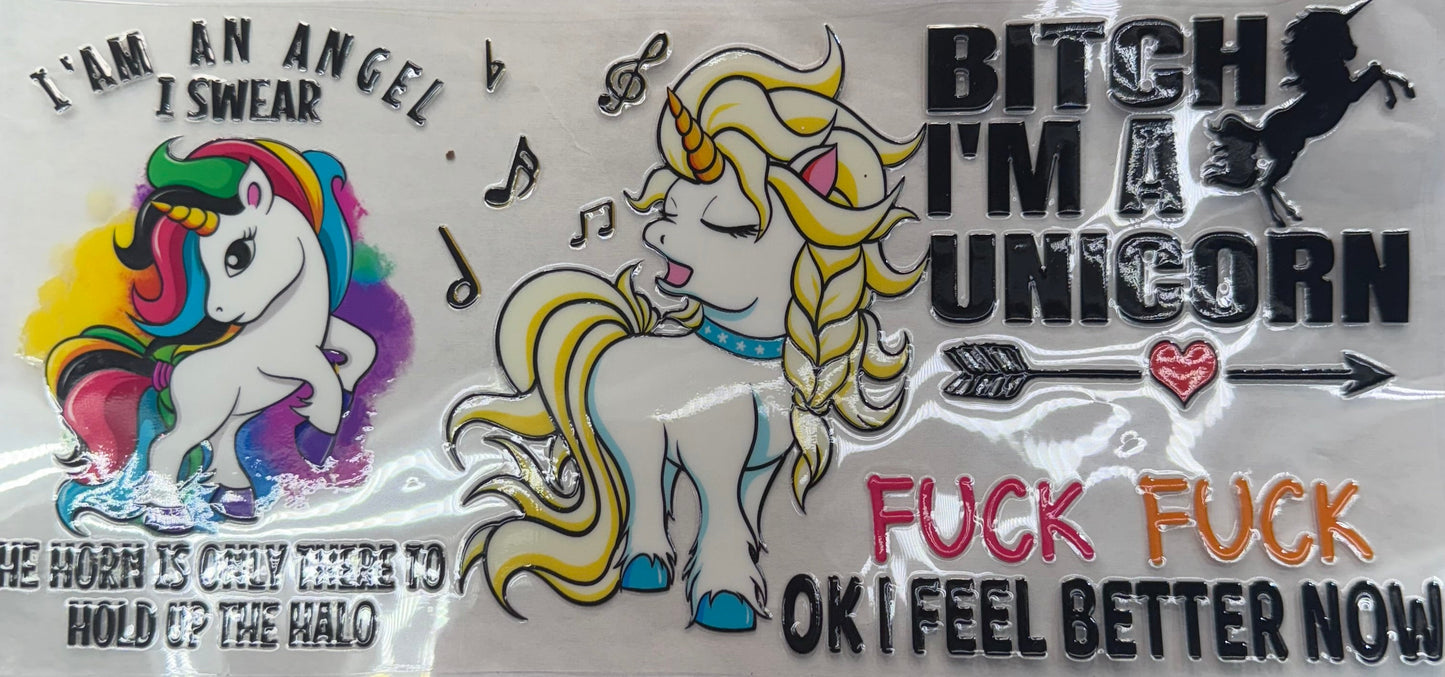 uvdtf  transfer wrap double sided bitch I’m a unicorn