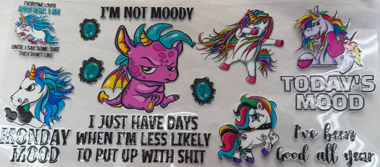 uvdtf  transfer wrap double sided moody unicorn