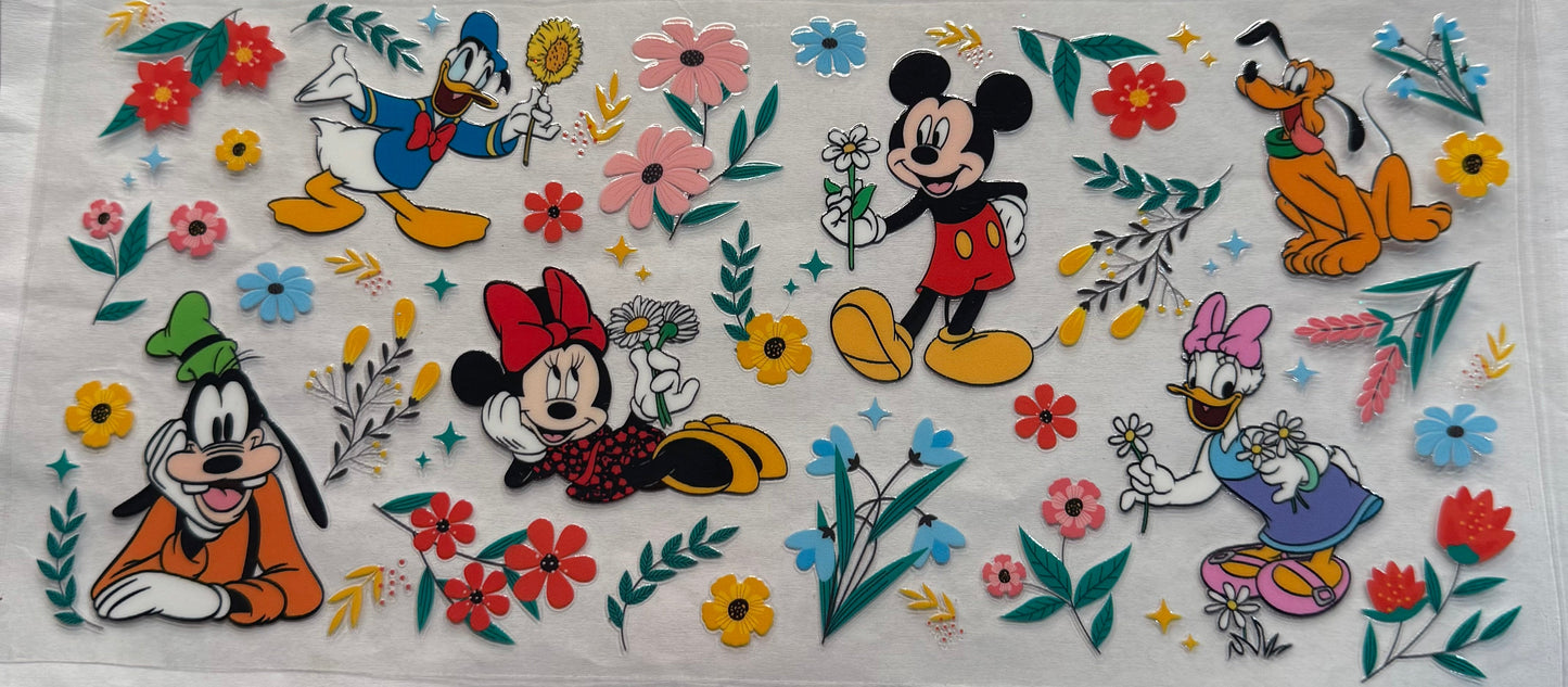 uvdtf  transfer wrap Mickey Mouse flowers